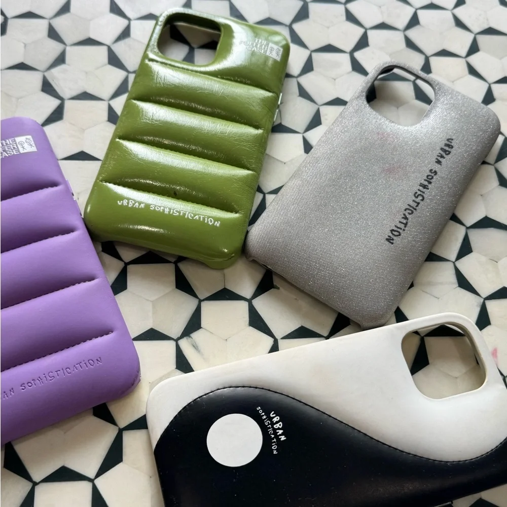 💜💚▪️Urban Sophistication BUNDLE/SET OF 4 12pro-max phone cases puffer cases▪️💚💜